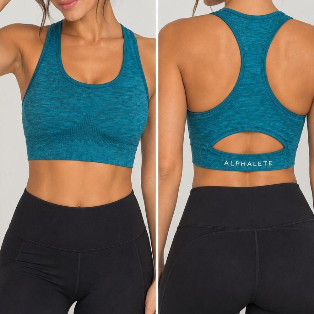 Alphalete teal sports bra activewear